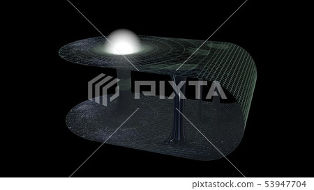 A wormhole connecting two point in space. Singularity. 3d illustration 53947704