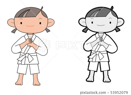 穿著柔道服裝的女孩。 穿著柔道服裝的女孩。 53952079