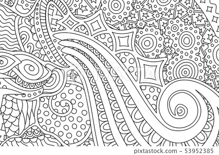 Coloring book page with abstract linear pattern Coloring book page with abstract linear pattern 53952385