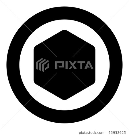 Hexagon with rounded corners icon in circle round Hexagon with rounded corners icon in circle round 53952625