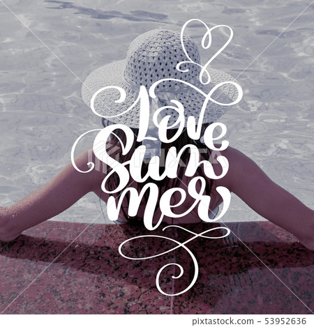 Woman in white hat lies on beach. Template for social networks instagram story. Hand drawn Woman in white hat lies on beach. Template for social networks instagram story. Hand drawn 53952636