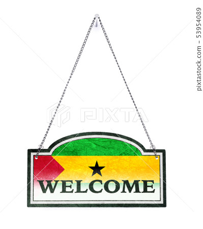 Sao Tome and Principe welcomes you! Old metal sign 53954089