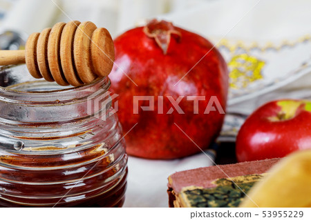 Honey, apple and pomegranate for traditional 53955229