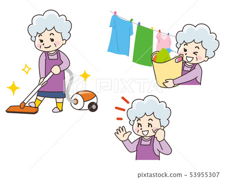 Senior woman doing housework Senior woman doing housework 53955307