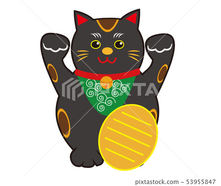 Cat beckoning cat oval black cat Cat beckoning cat oval black cat 53955847