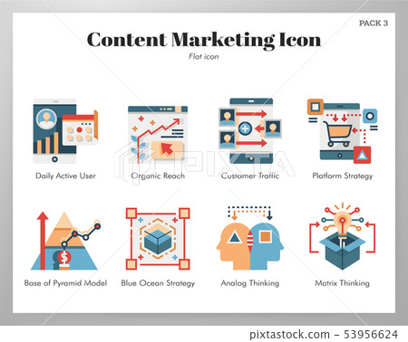 Content marketing icons flat pack - Stock Illustration [53956624] - PIXTA