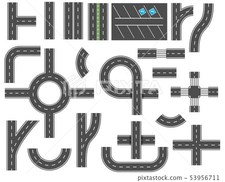 Asphalt roads design elements for city map 53956711