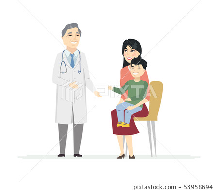 Chinese family at doctors - cartoon people... - Stock Illustration  [53958694] - PIXTA