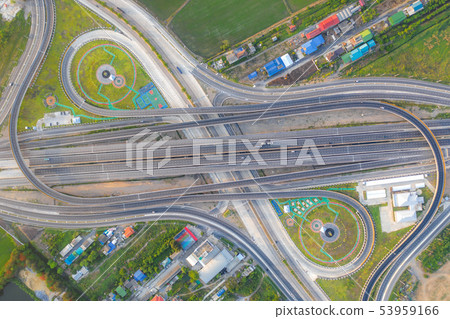 Aerial view of highway junctions Top view of Urban 53959166