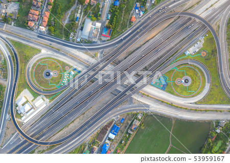 Aerial view of highway junctions Top view of Urban 53959167