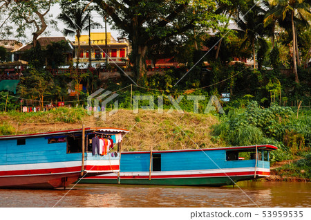 Luang Prabang, Laos - Vintage wooden boats 53959535