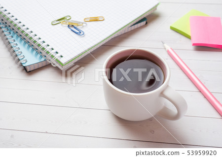 Notebook and pencil, stationery with copy space  53959920