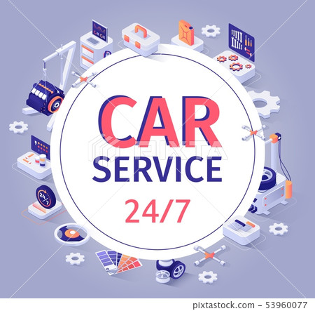 Car Service Banner Offer 24 to7 Customer Support 53960077