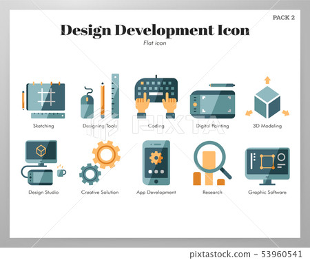 Design development icons flat pack - Stock Illustration [53960541] - PIXTA