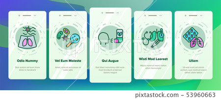 Bronchitis, Allergic Asthma Symptoms Vector Onboarding Mobile App Page Screen Bronchitis, Allergic Asthma Symptoms Vector Onboarding Mobile App Page Screen 53960663