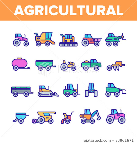 Agricultural Heavy Machinery Vector Linear Icons Set Agricultural Heavy Machinery Vector Linear Icons Set 53961671