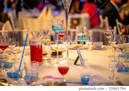 Tables setting for wedding party in restaurant Tables setting for wedding party in restaurant 53961794