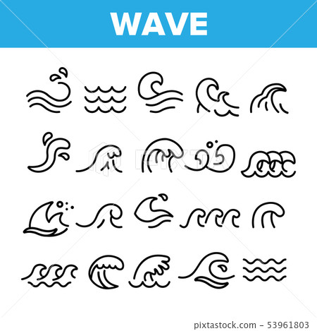 Sea And Ocean Waves Vector Linear Icons Set - Stock Illustration ...