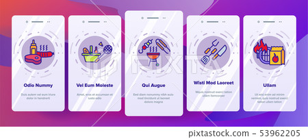 BBQ Equipment Vector Onboarding Mobile App Page Screen 53962205