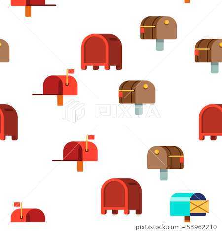 Mail Box, Post Linear And Flat Vector Seamless... - Stock Illustration ...