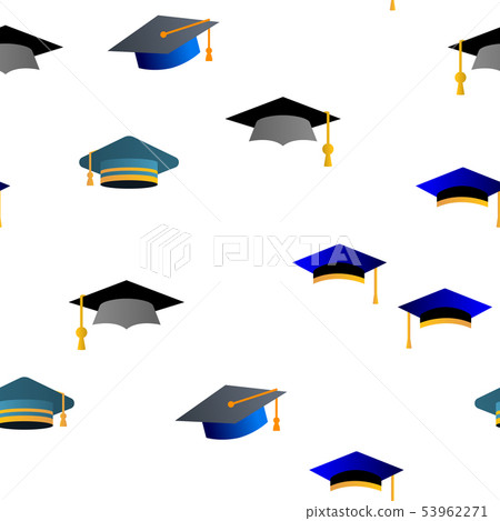 Mortarboard, Academic Cap Vector Seamless Pattern Mortarboard, Academic Cap Vector Seamless Pattern 53962271