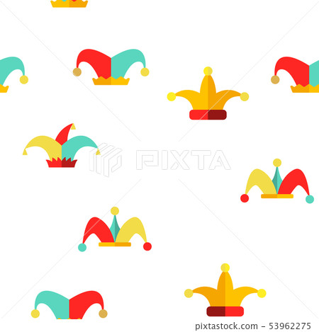 Funny Jester Hat Linear Vector Seamless Pattern Funny Jester Hat Linear Vector Seamless Pattern 53962275