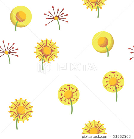 Dandelion, Spring Flower Vector Seamless Pattern 53962563