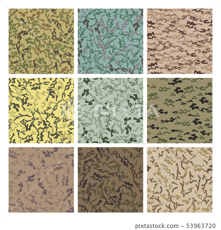 Style Camouflage Khaki Seamless Pattern Set Vector Style Camouflage Khaki Seamless Pattern Set Vector 53963720