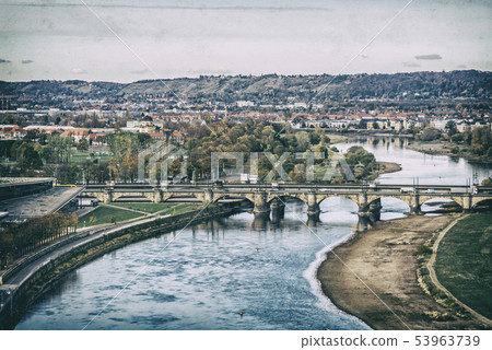 Elbe river in Dresden, Germany, analog filter 53963739