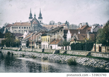 Jewish quarter and chateau, Trebic, Czech, analog Jewish quarter and chateau, Trebic, Czech, analog 53963740