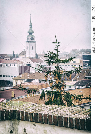 Municipal tower in Trebic, Czech, analog filter Municipal tower in Trebic, Czech, analog filter 53963743