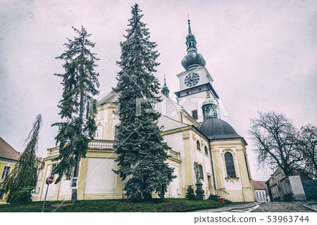 Municipal tower in Trebic, Czech, analog filter Municipal tower in Trebic, Czech, analog filter 53963744