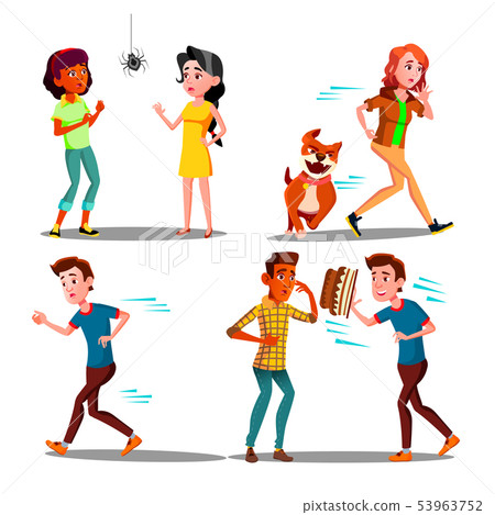 Color Design Afraid Character People Set Vector Color Design Afraid Character People Set Vector 53963752
