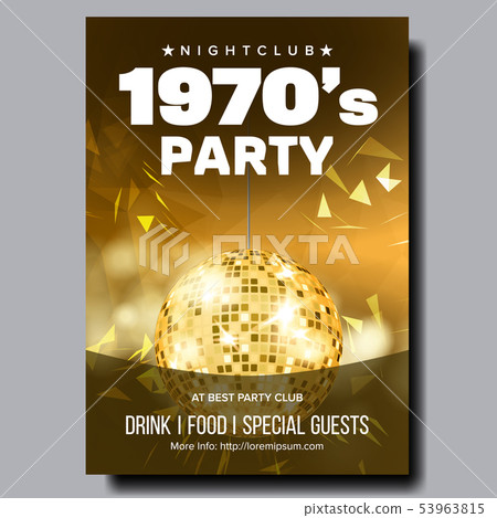 Colorful 1970 Party In Nightclub Banner Vector Colorful 1970 Party In Nightclub Banner Vector 53963815