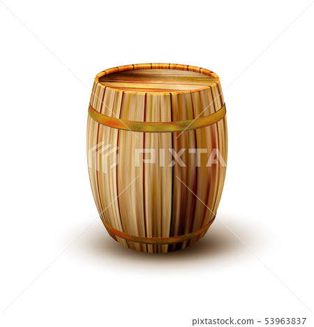 Standing Vintage Wooden Barrel Side View Vector Standing Vintage Wooden Barrel Side View Vector 53963837