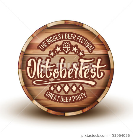 Advertising Beer Festival On Brown Barrel Vector Advertising Beer Festival On Brown Barrel Vector 53964036