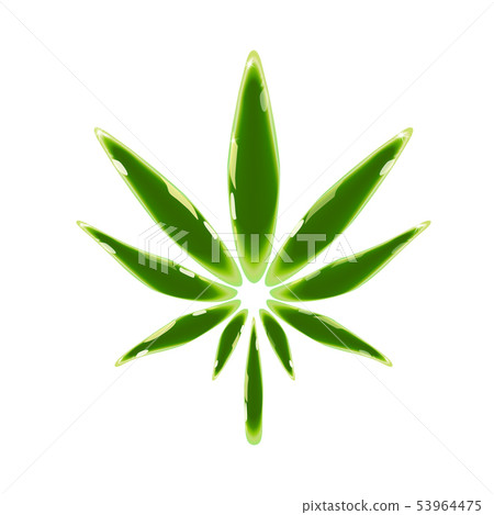 Colorful glossy Cannabis leaf. Modern green icon Colorful glossy Cannabis leaf. Modern green icon 53964475