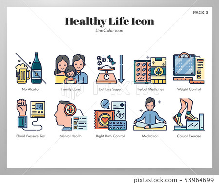 Healthy life icons LineColor pack Healthy life icons LineColor pack 53964699