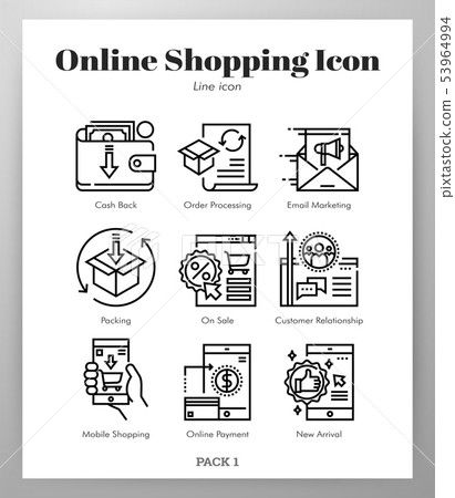 Online shopping icons Line pack 53964994