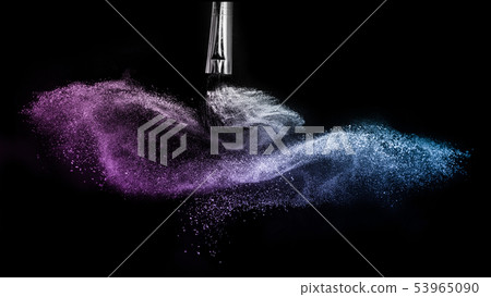 powder splash and brush for makeup artist 53965090