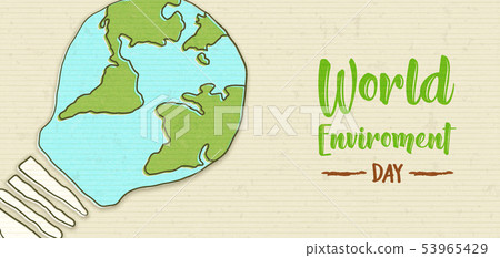 Environment Day Banner Of Earth Shape Light Bulb Stock