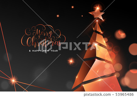 Christmas and New Year copper 3D pine tree card 53965486