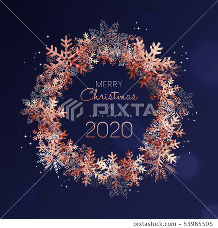 Christmas and New Year 2020 copper snowflake card Christmas and New Year 2020 copper snowflake card 53965508
