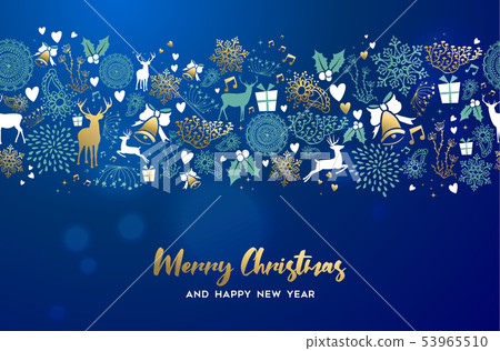 Christmas and New Year gold deer ornament card Christmas and New Year gold deer ornament card 53965510