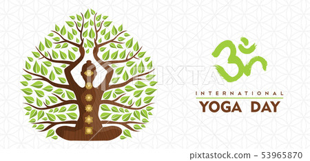 International Yoga Day tree woman banner International Yoga Day tree woman banner 53965870