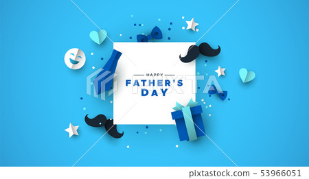 Fathers Day card of frame with paper holiday icons 53966051