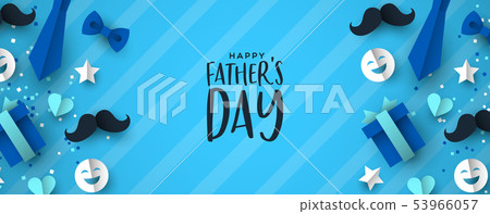 Fathers Day banner of paper icons for dad holiday 53966057
