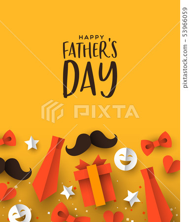 Fathers Day greeting card of dad paper icons 53966059