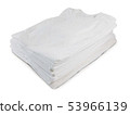 Stack of white folded t-shirts on white background 53966139