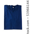 Folded navy blue t-shirt. Clipping path 53966144